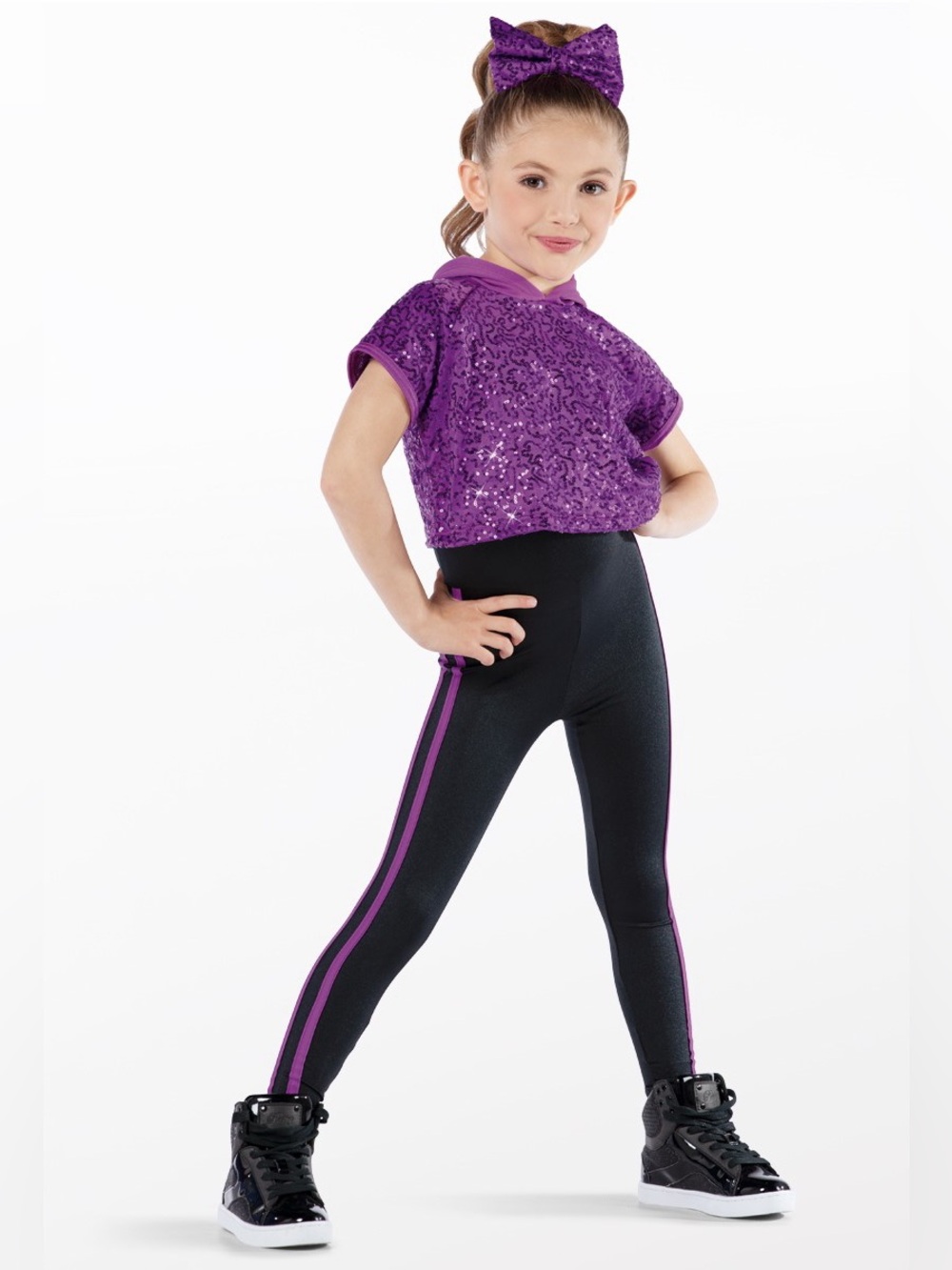 Weissman Girls Purple Sequin Hip Hop Halloween Costume Jumpsuit 6/6X